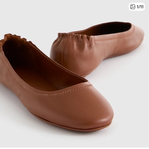 Quince Shoes - Quince Women’s Cognac Brown Italian Leather On The Go Ballet Flat Shoes 9